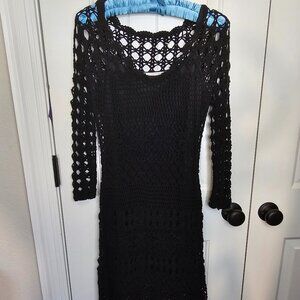Boston Proper Black Crochet XS dress